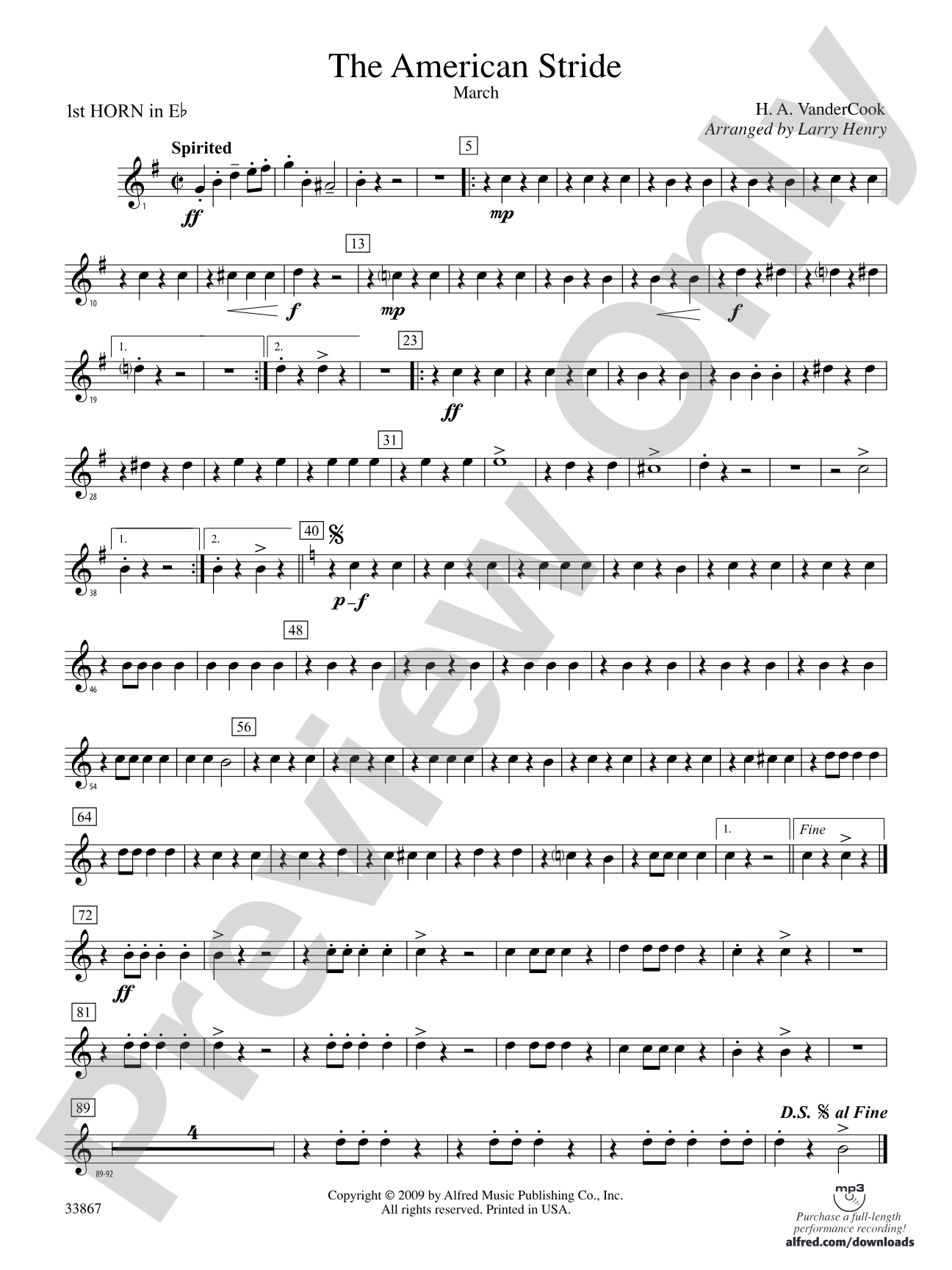 The American Stride: (wp) 1st Horn in E-flat