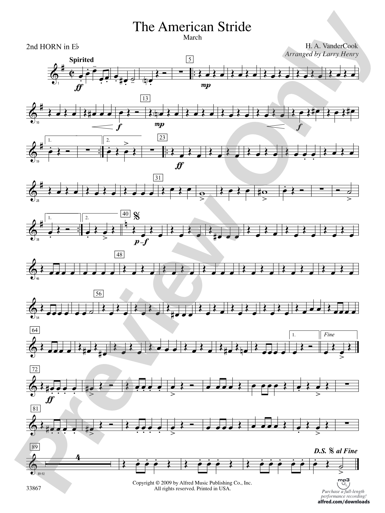 The American Stride: (wp) 2nd Horn in E-flat