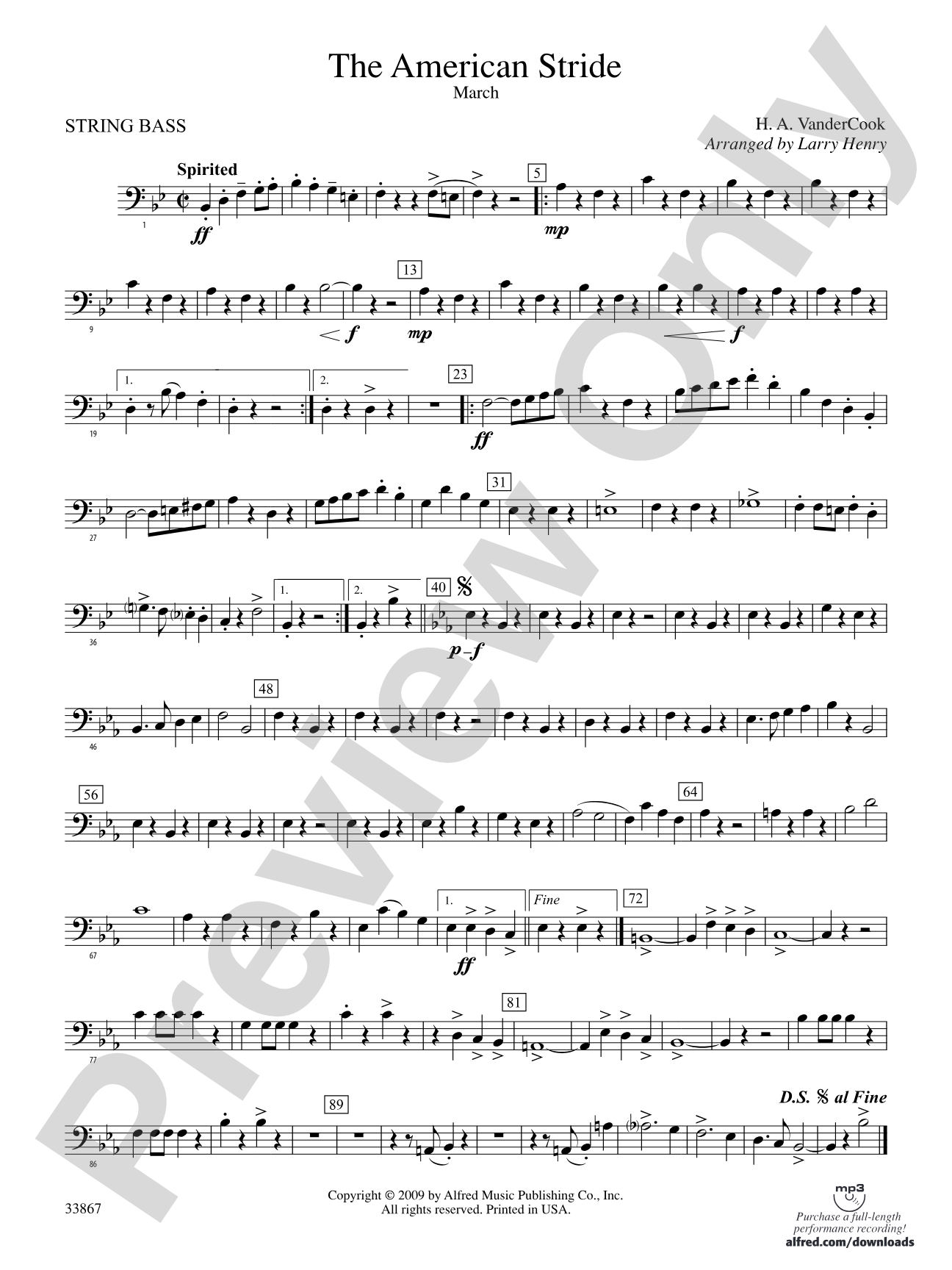 The American Stride: (wp) String Bass