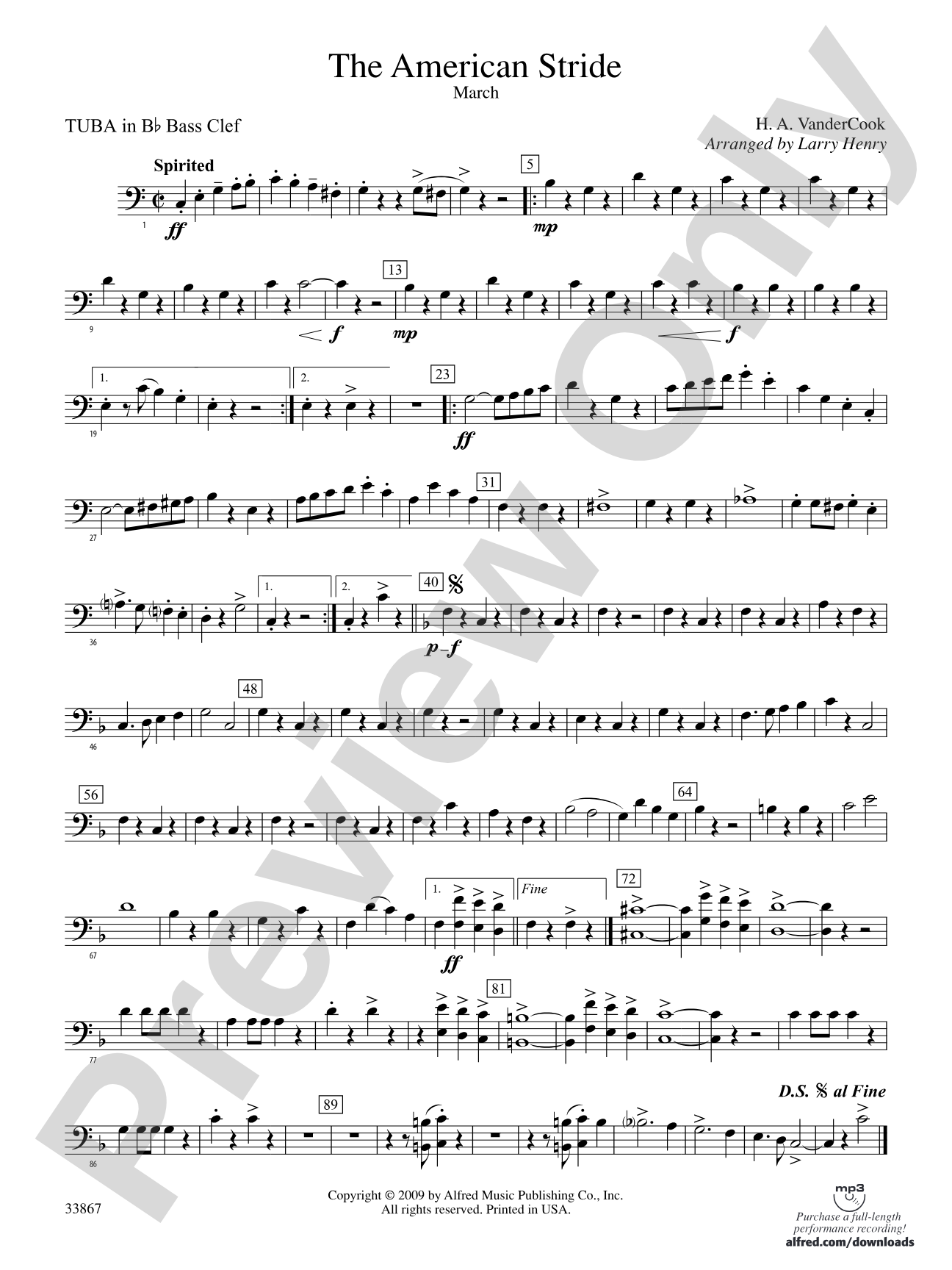 The American Stride: (wp) B-flat Tuba B.C.