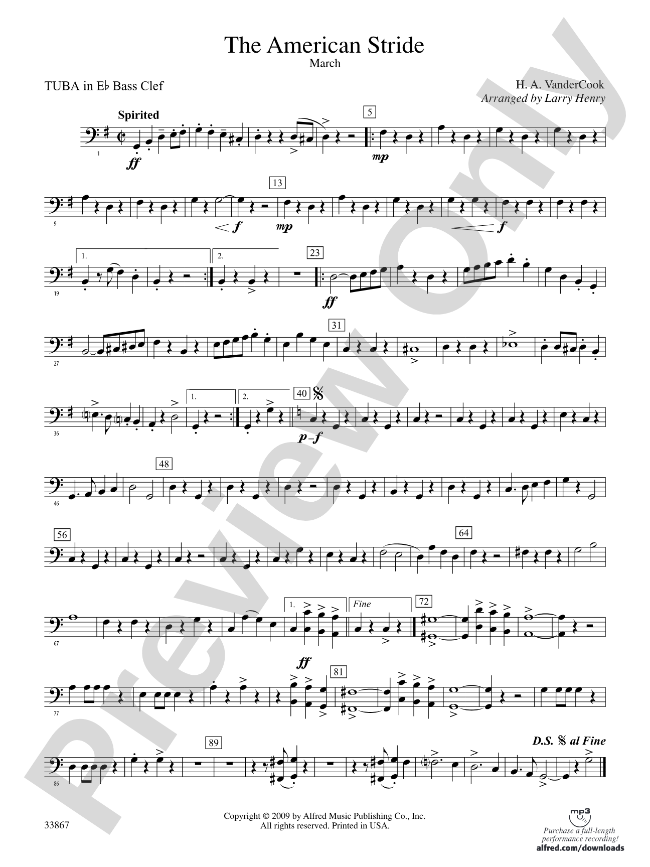 The American Stride: (wp) E-flat Tuba B.C.