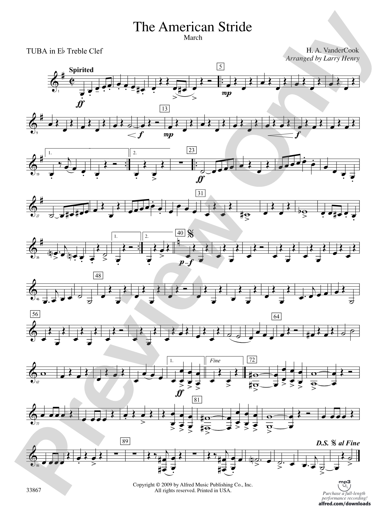 The American Stride: (wp) E-flat Tuba T.C.