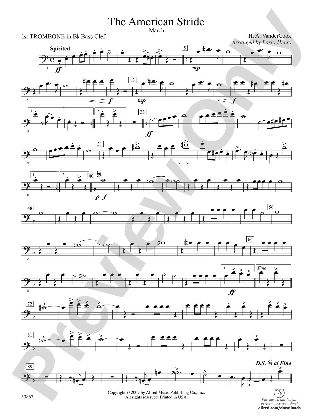 The American Stride: (wp) 1st B-flat Trombone B.C.