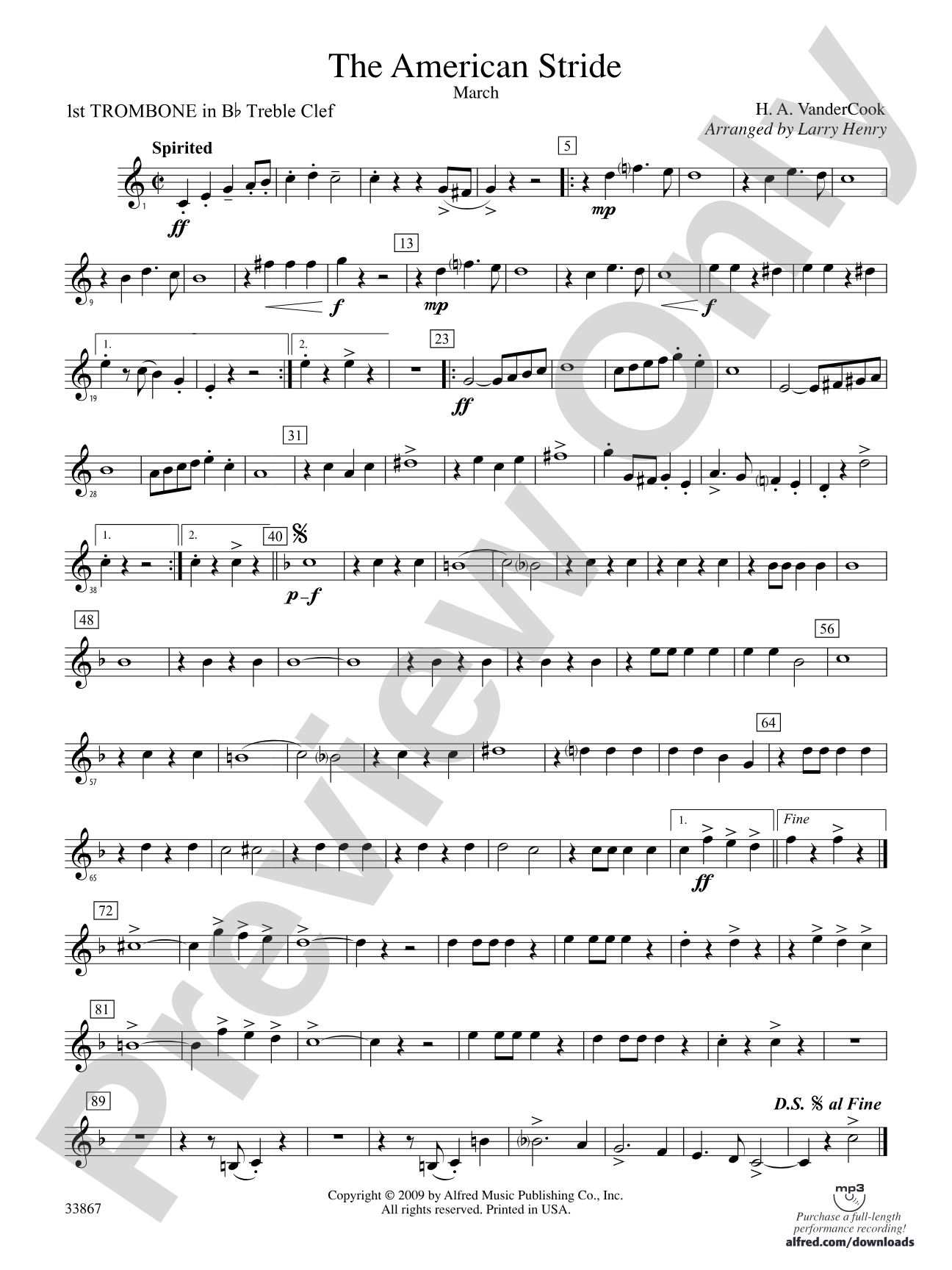 The American Stride: (wp) 1st B-flat Trombone T.C.