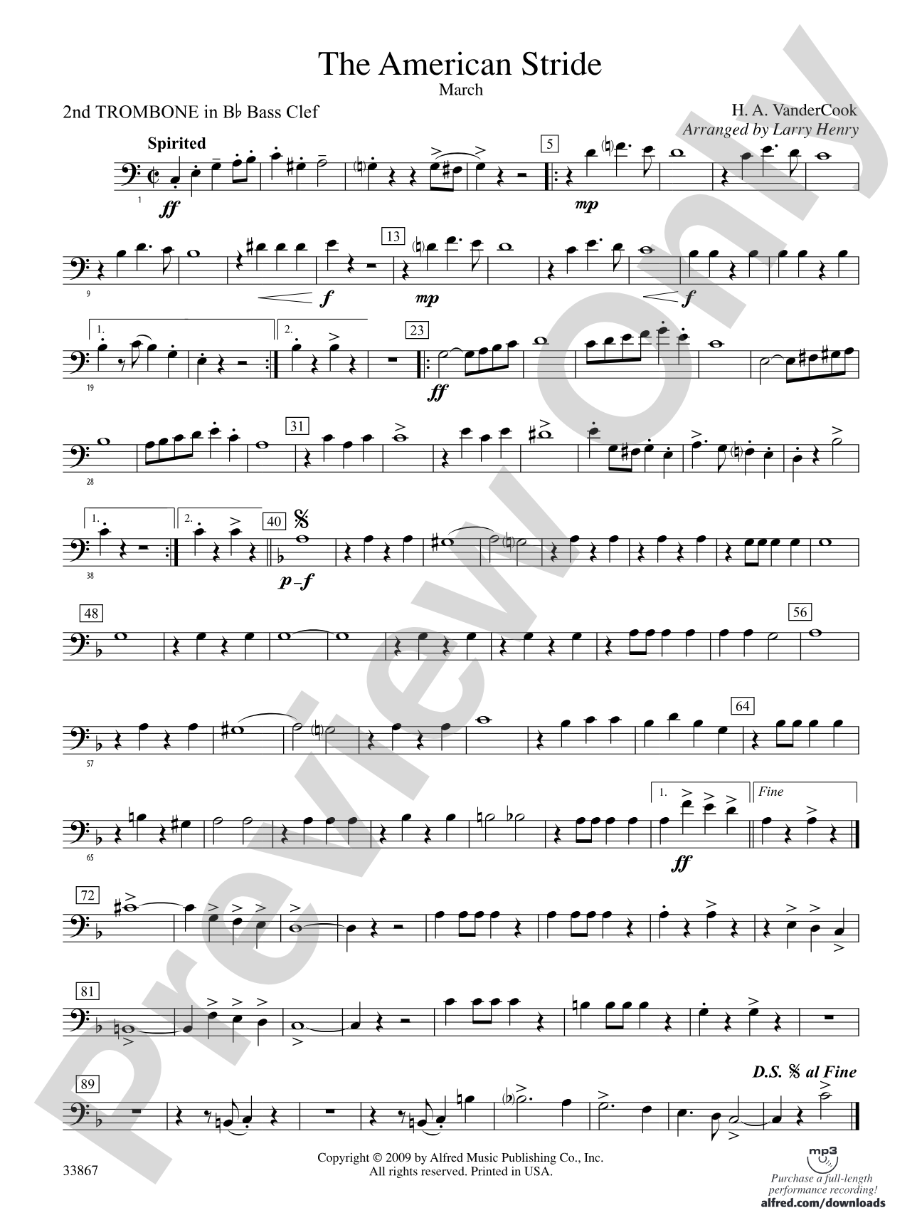 The American Stride: (wp) 2nd B-flat Trombone B.C.