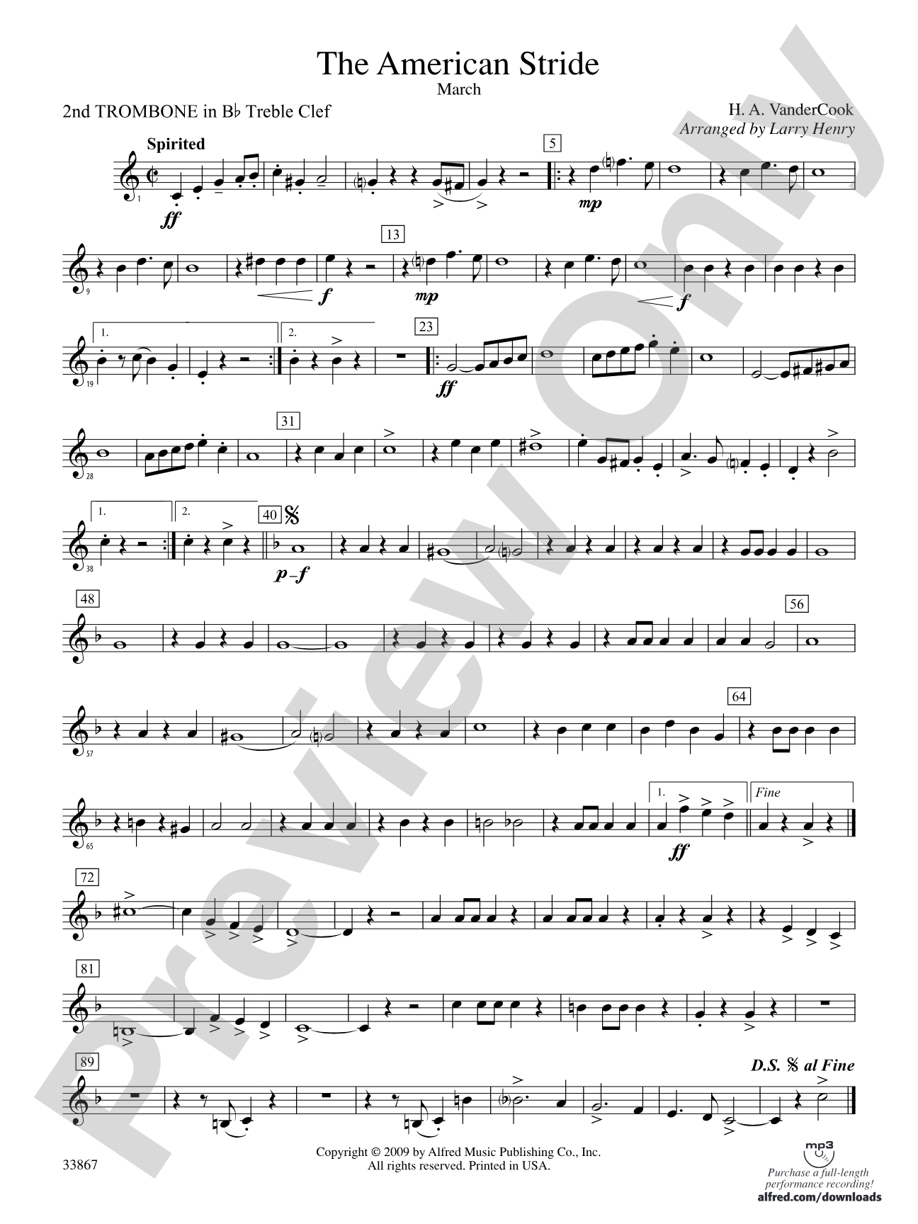 The American Stride: (wp) 2nd B-flat Trombone T.C.