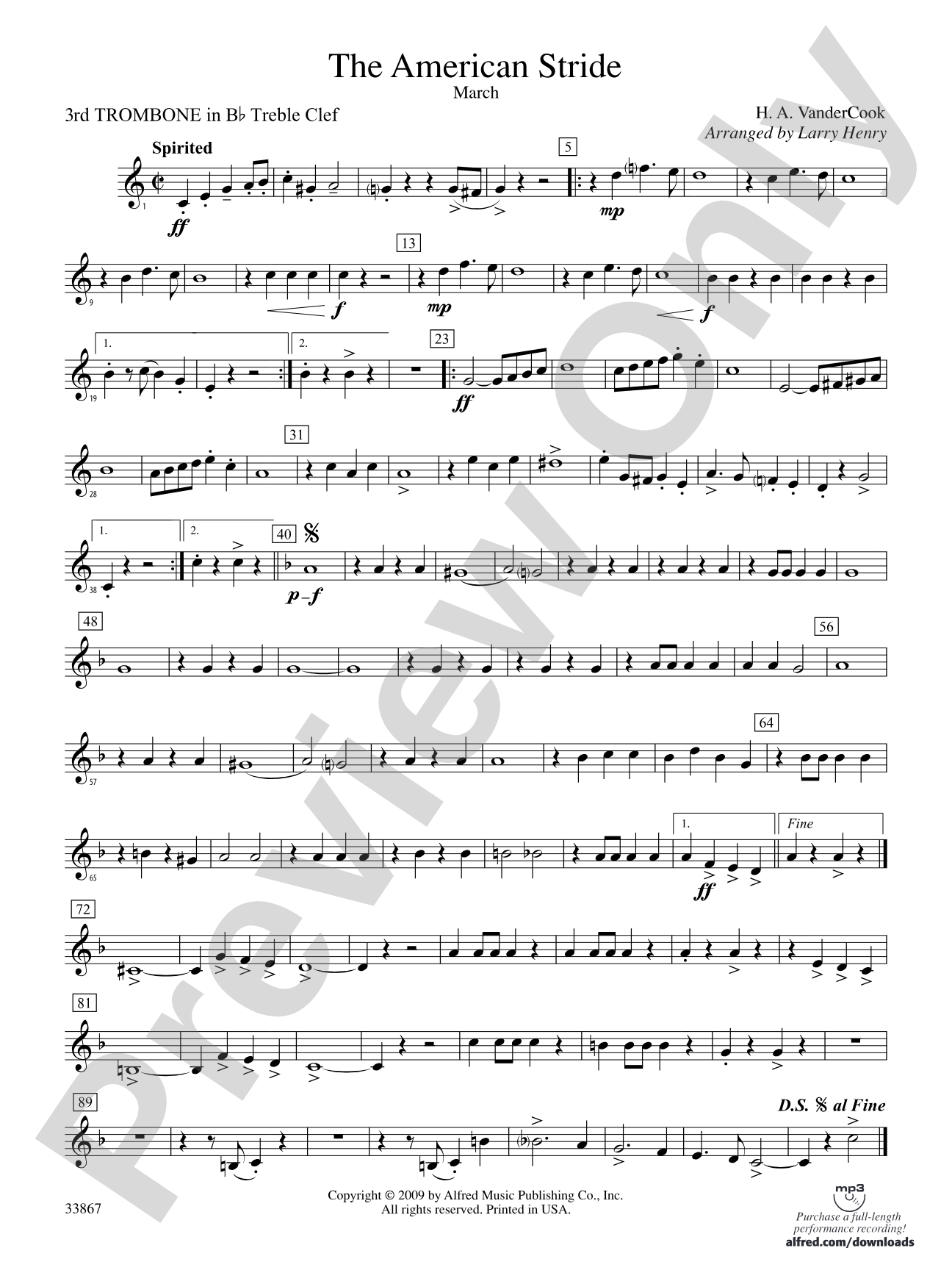 The American Stride: (wp) 3rd B-flat Trombone T.C.