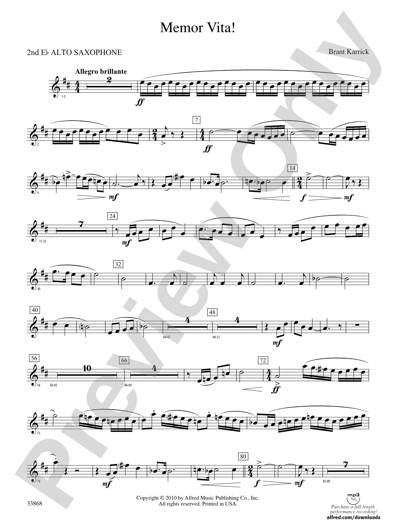 Memor Vita!: 2nd E-flat Alto Saxophone