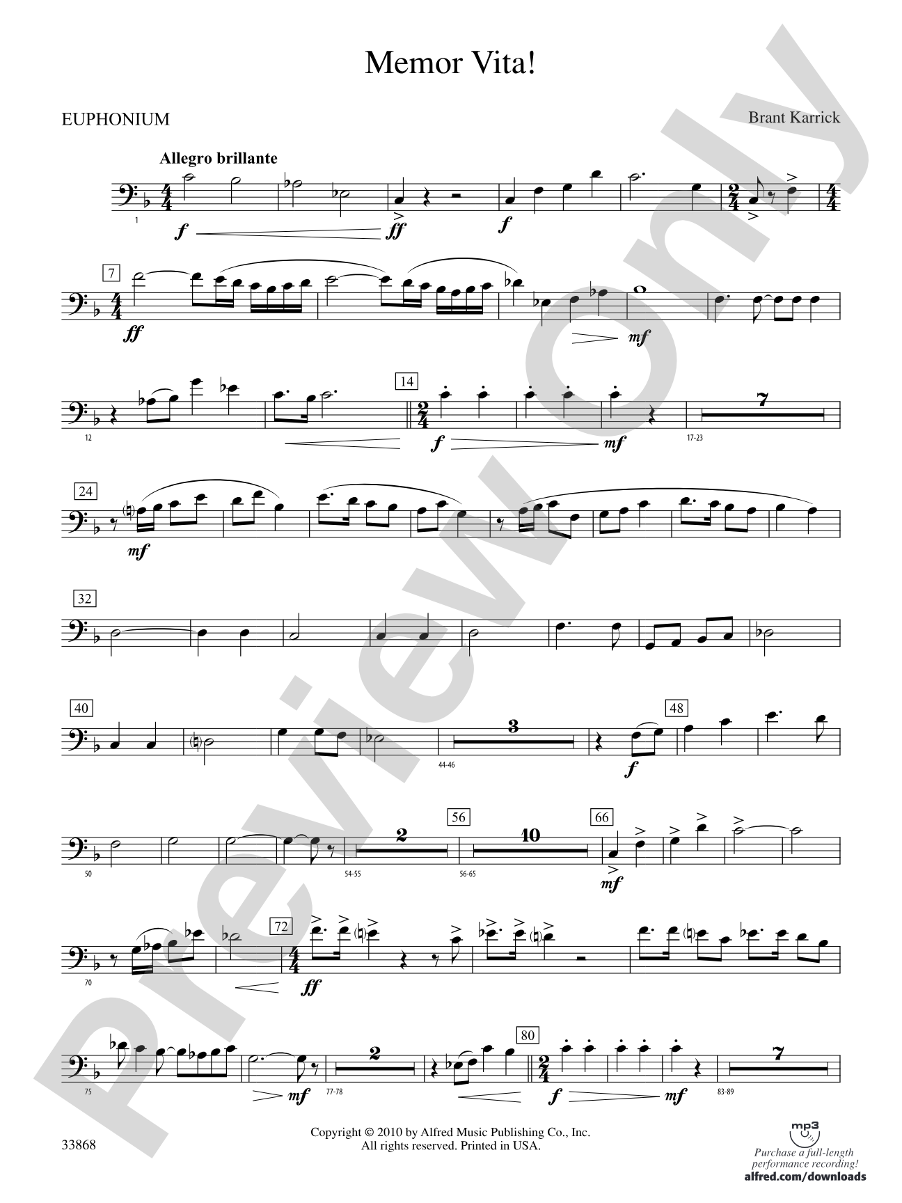 Memor Vita!: Baritone B.C.
