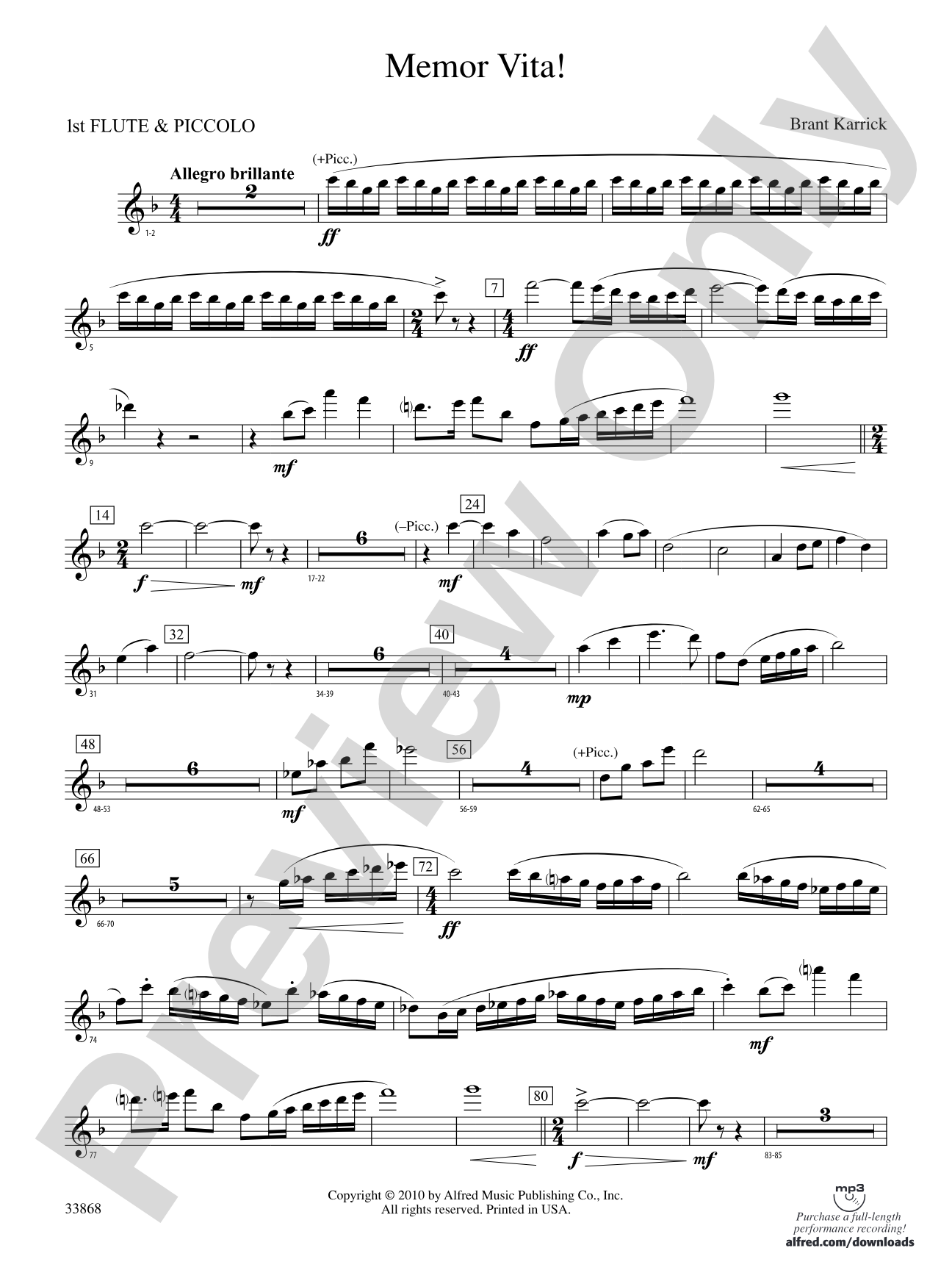 Memor Vita!: Flute