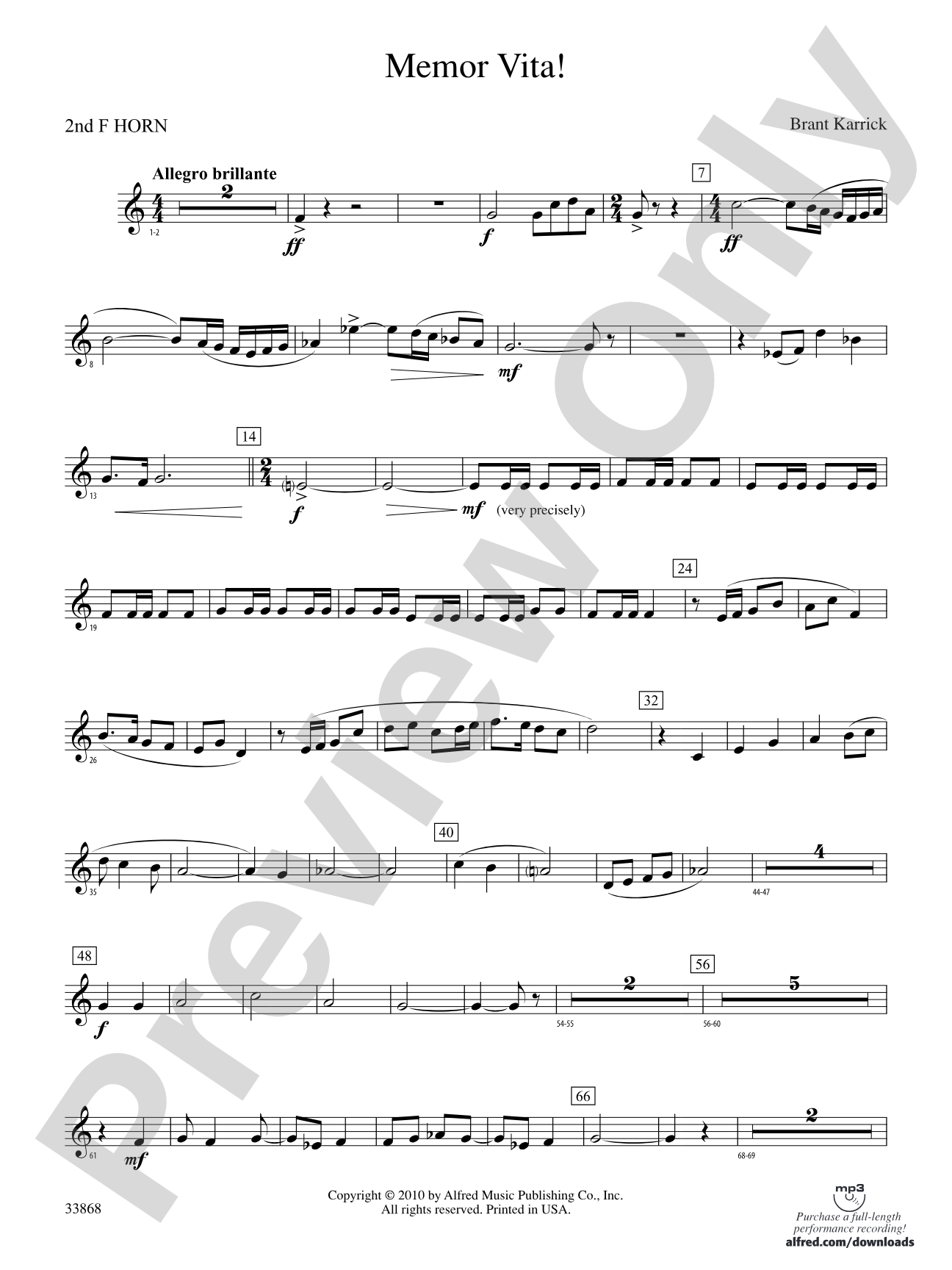 Memor Vita!: 2nd F Horn