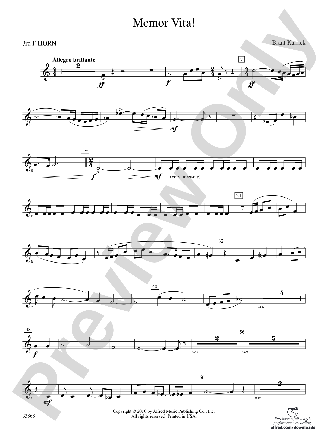 Memor Vita!: 3rd F Horn
