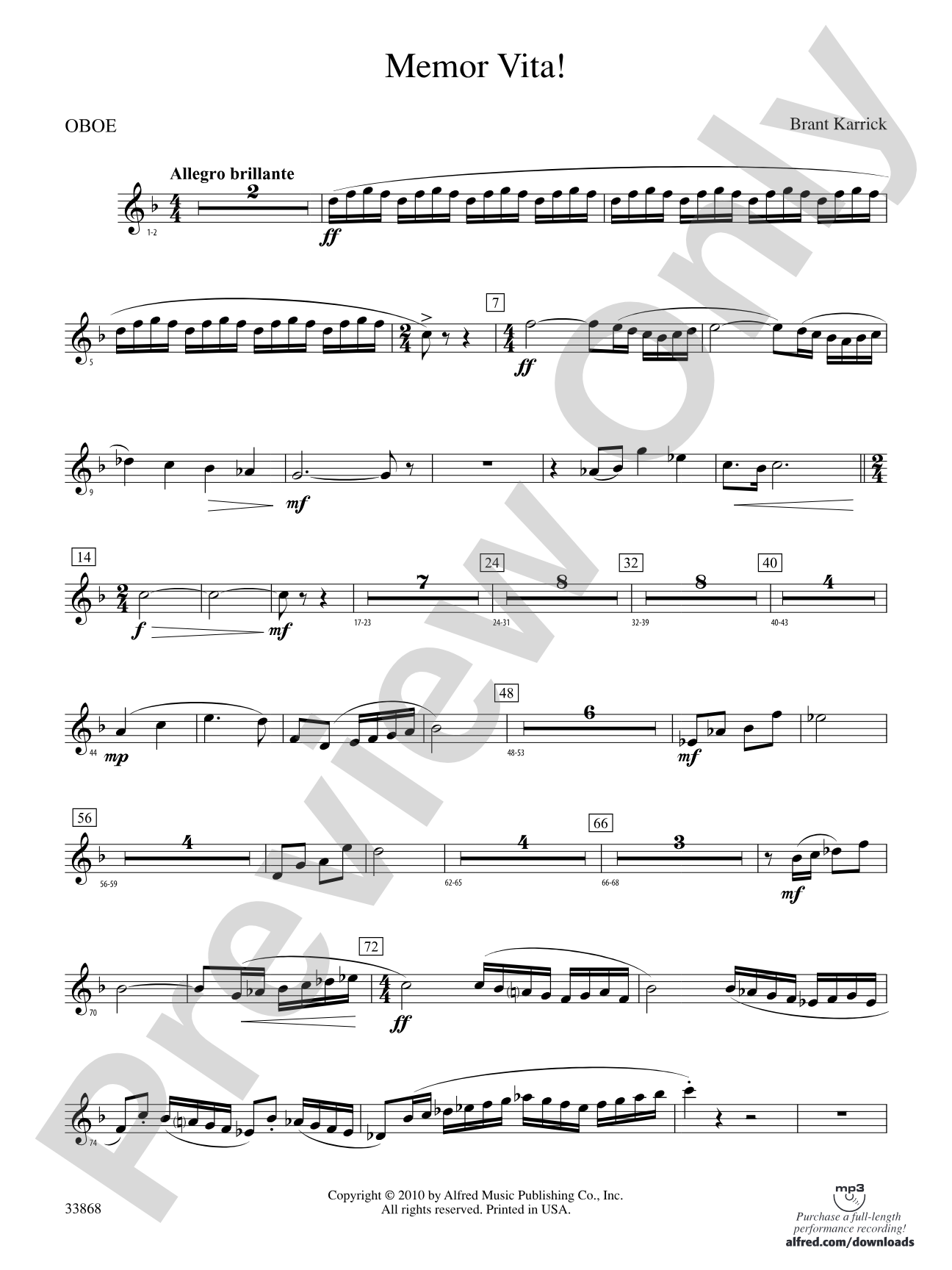 Memor Vita!: Oboe