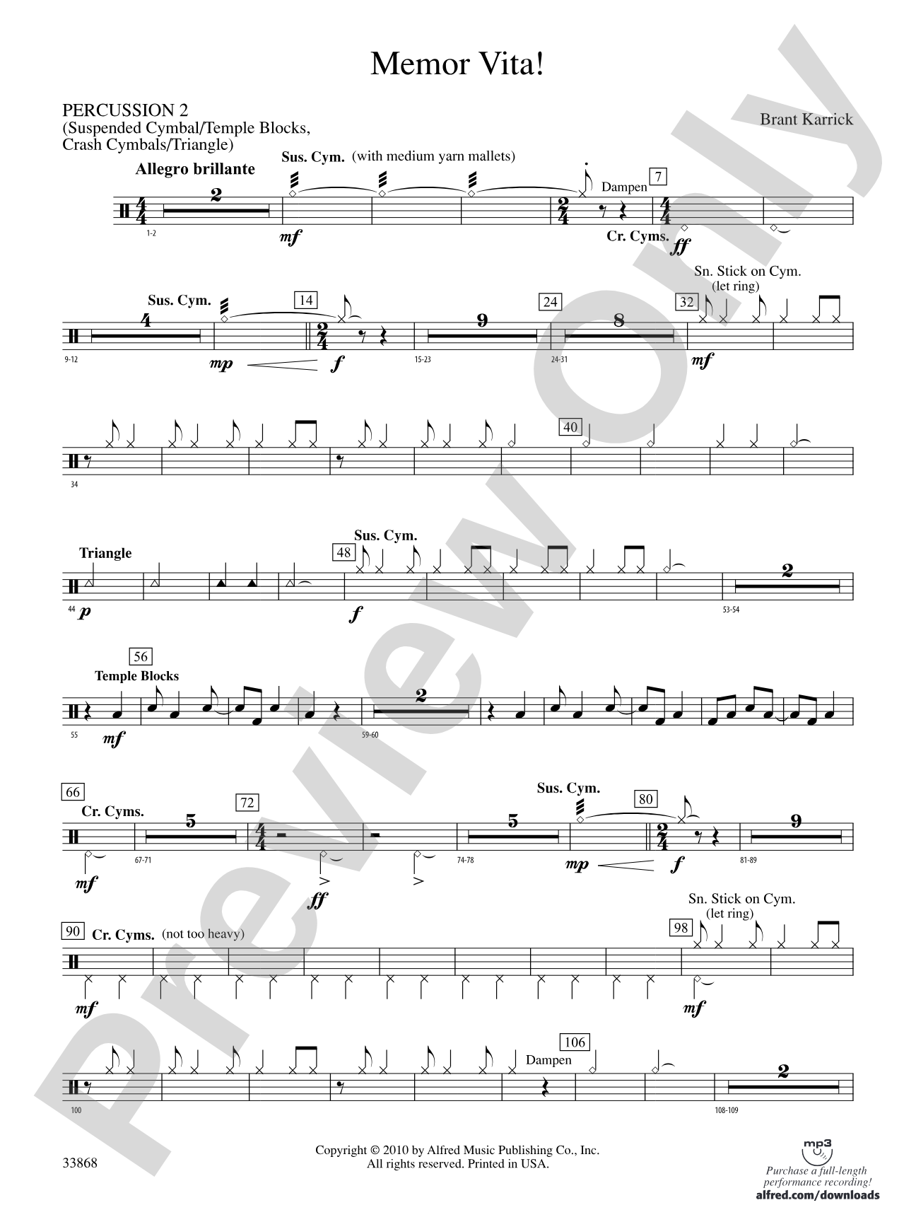Memor Vita!: 2nd Percussion