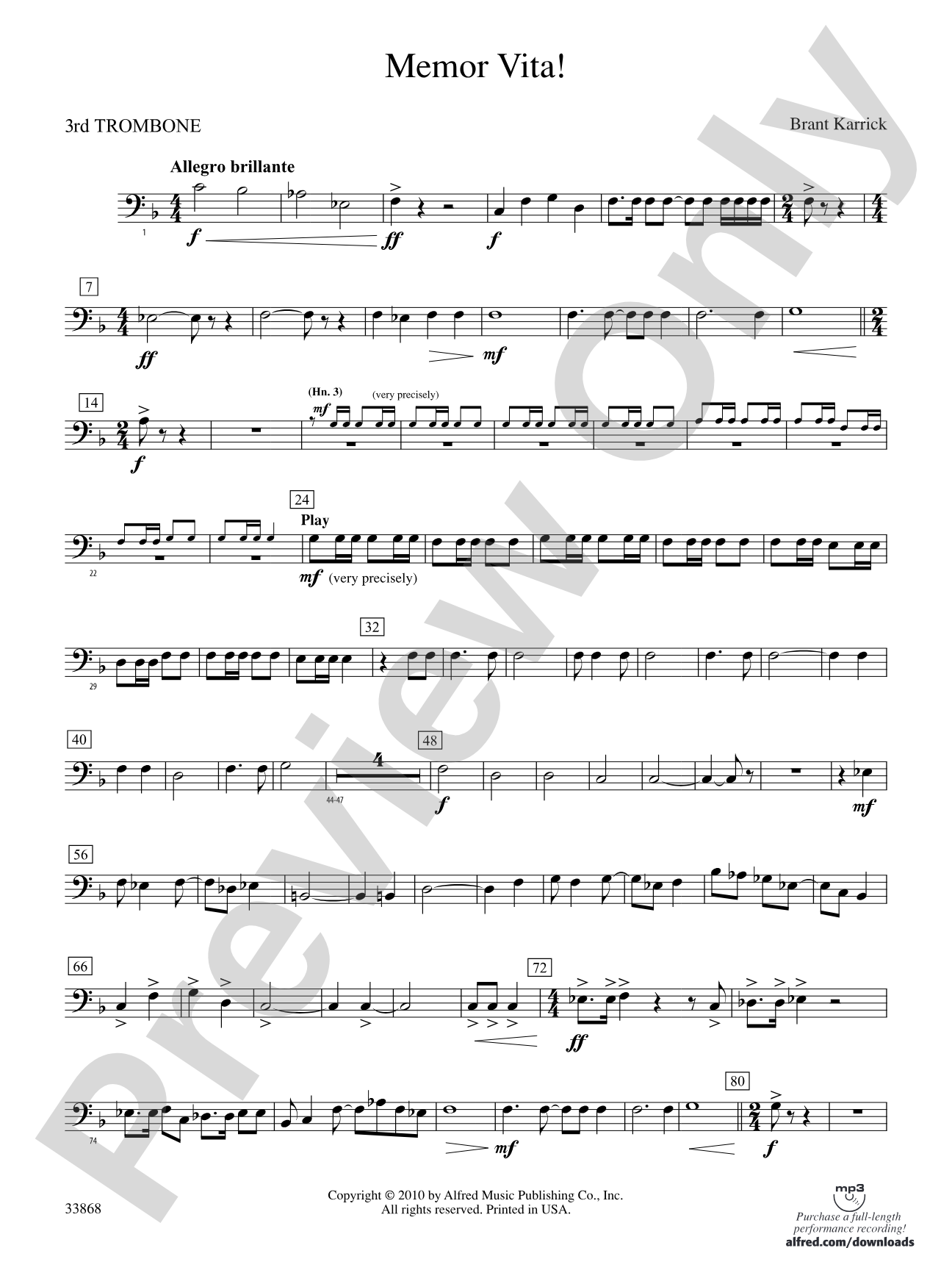 Memor Vita!: 3rd Trombone