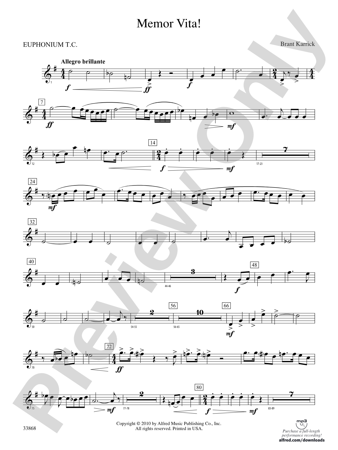 Memor Vita!: (wp) Baritone T.C.