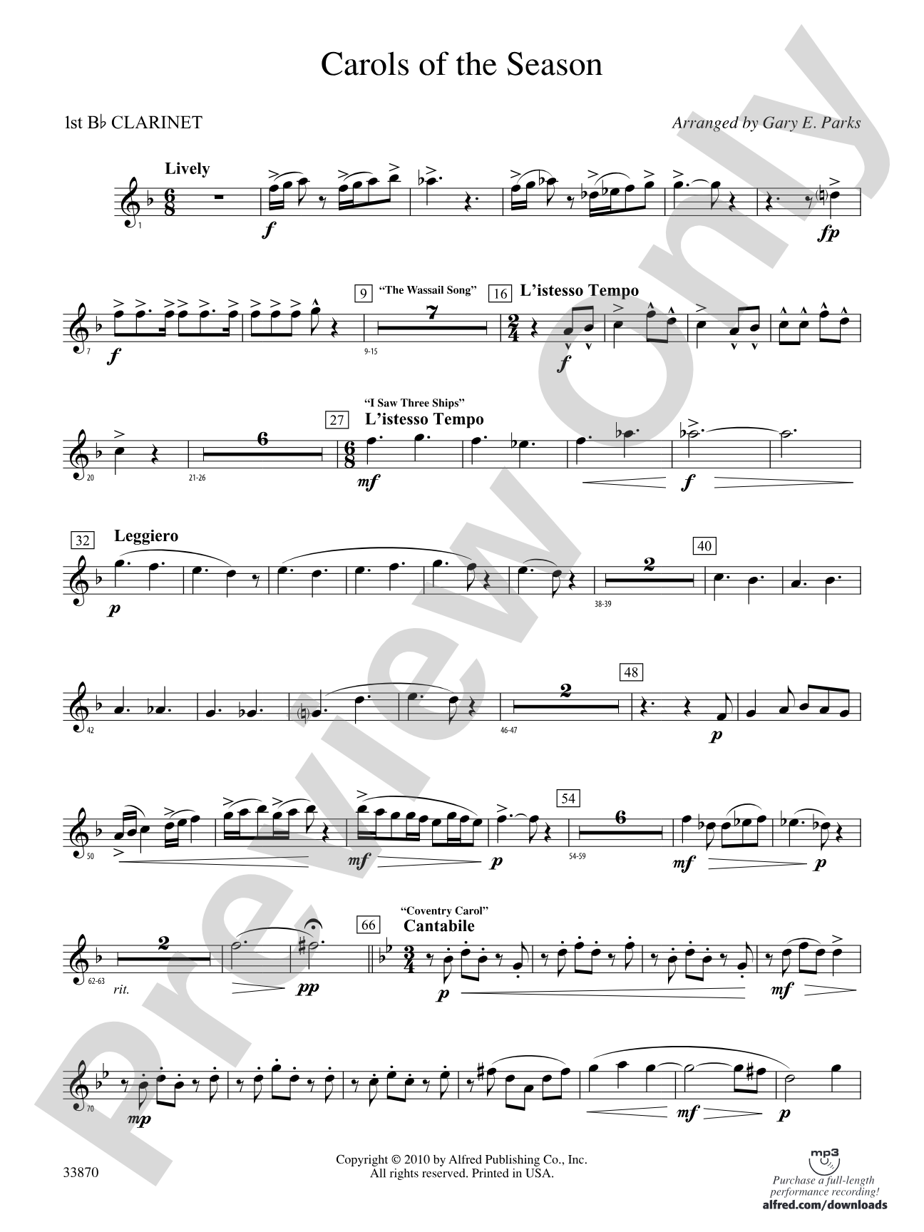 Carols of the Season: 1st B-flat Clarinet