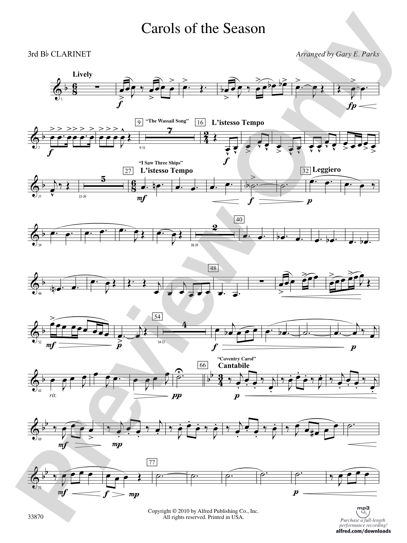 Carols of the Season: 3rd B-flat Clarinet