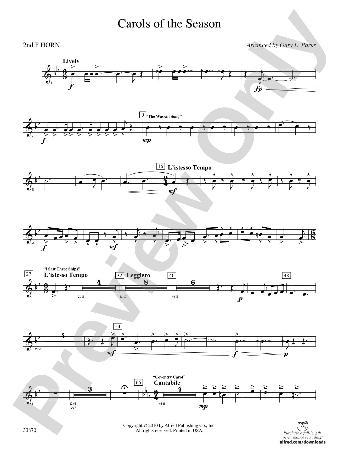 Carols of the Season: 2nd F Horn