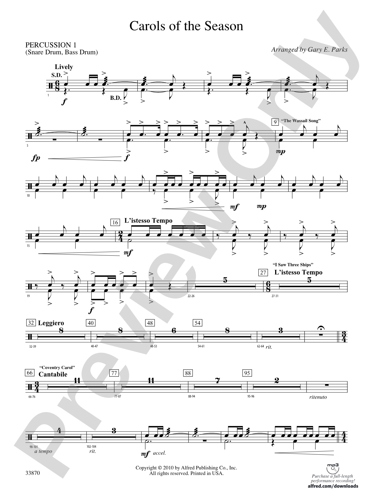 Carols of the Season: 1st Percussion