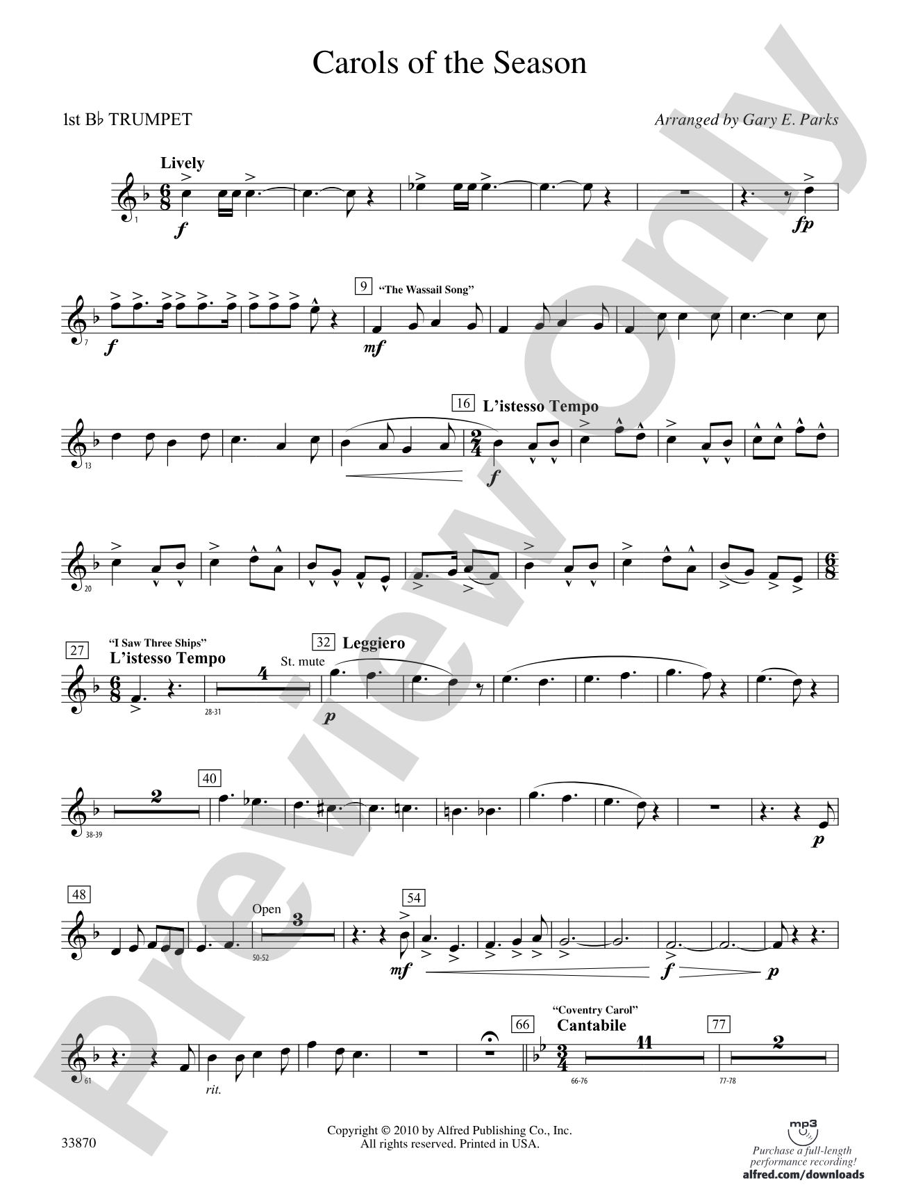 Carols of the Season: 1st B-flat Trumpet