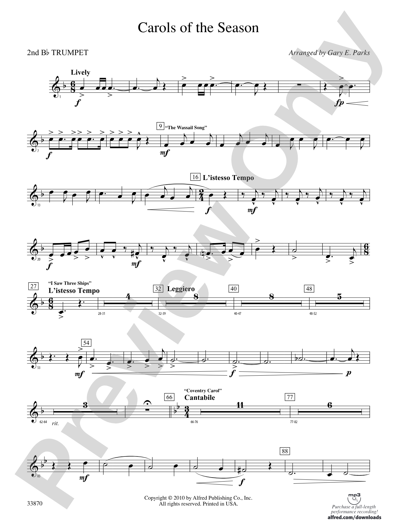 Carols of the Season: 2nd B-flat Trumpet