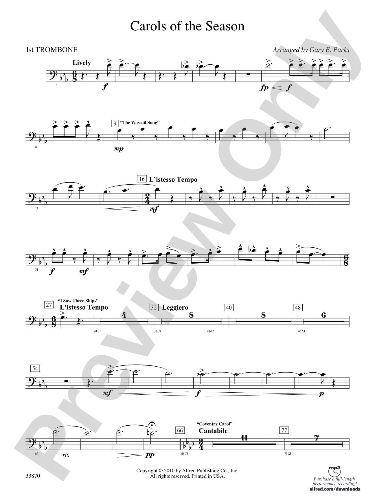 Carols of the Season: 1st Trombone