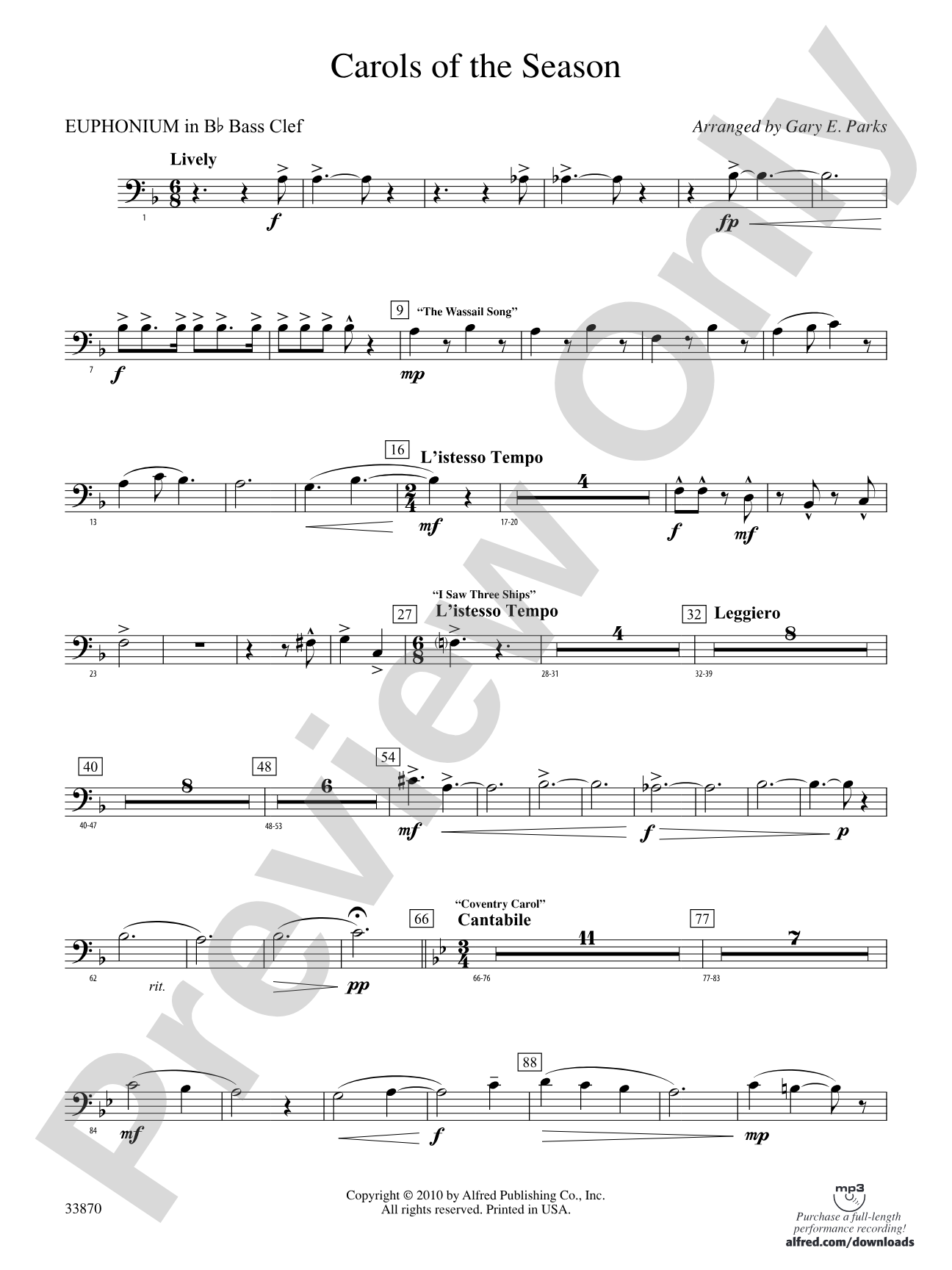 Carols of the Season: (wp) B-flat Baritone B.C.