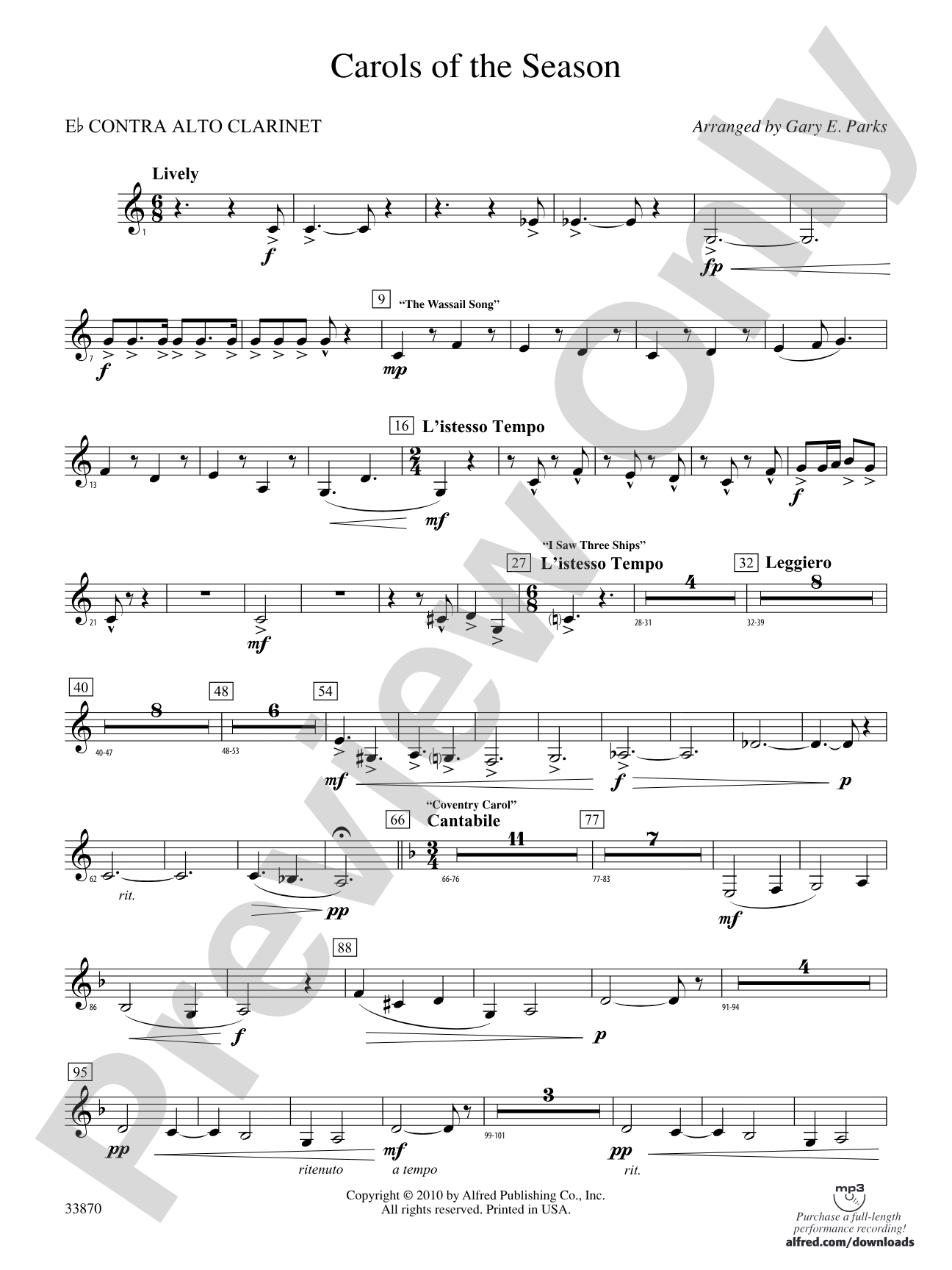 Carols of the Season: (wp) E-flat Contrabass Clarinet