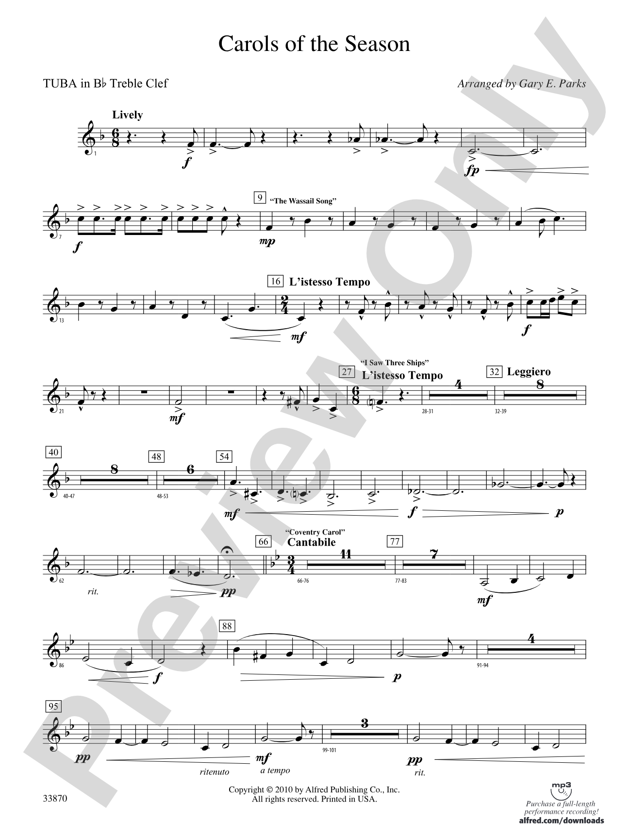 Carols of the Season: (wp) B-flat Tuba T.C.