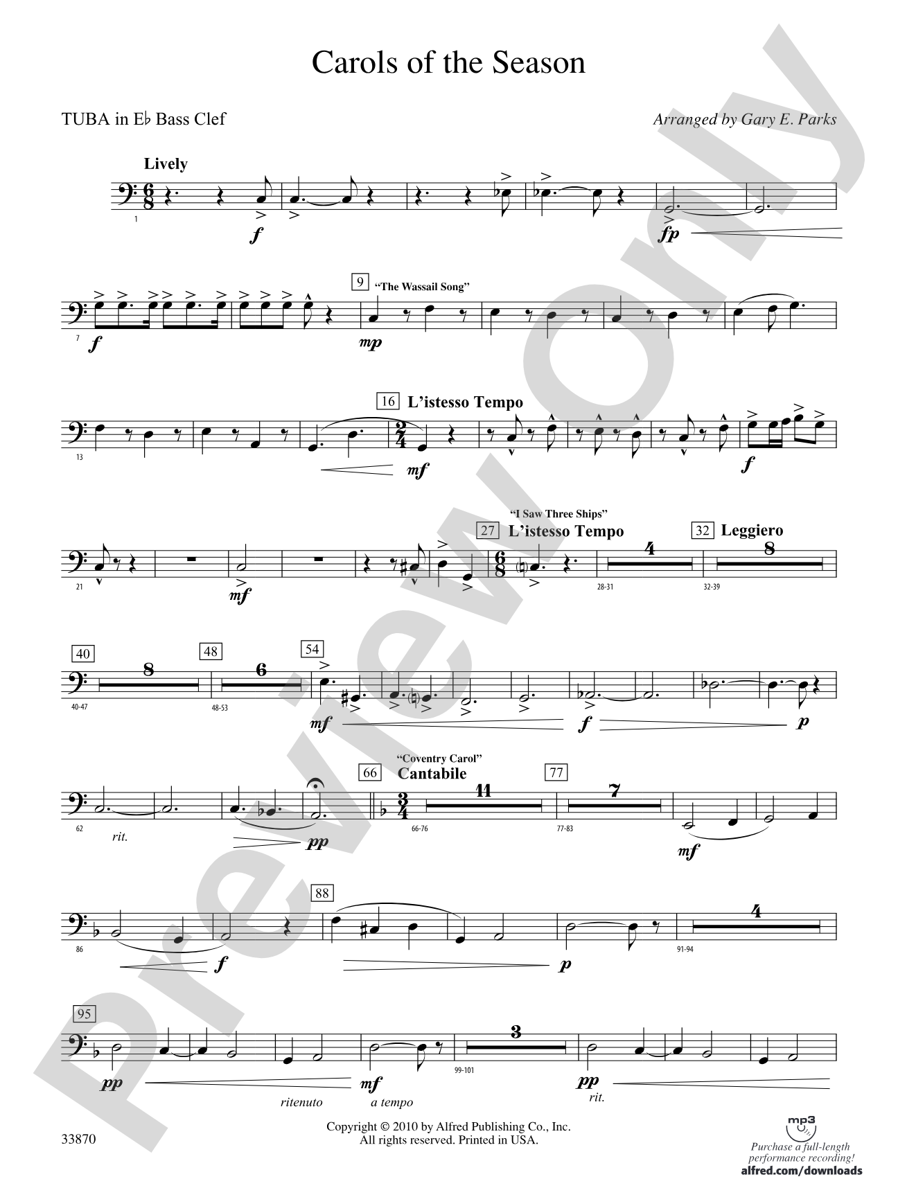 Carols of the Season: (wp) E-flat Tuba B.C.