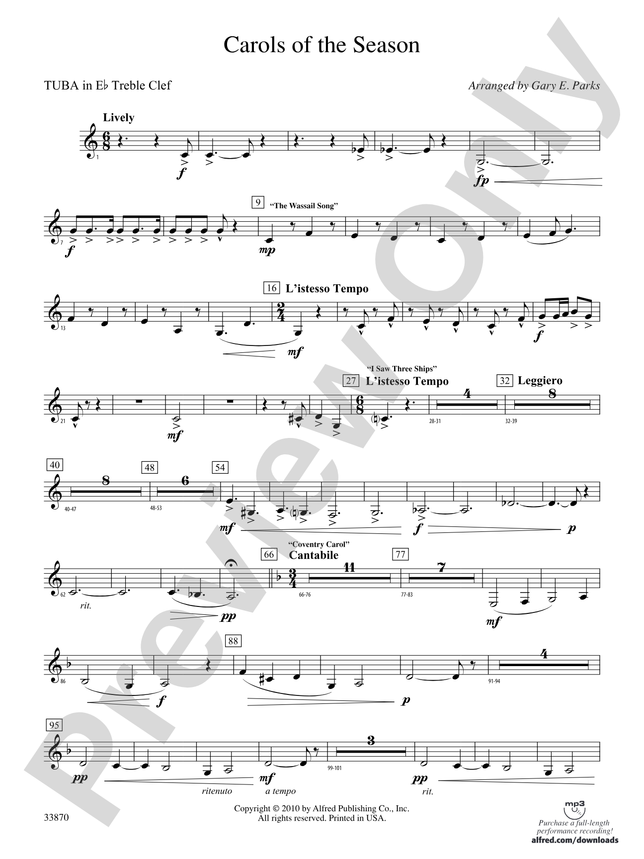 Carols of the Season: (wp) E-flat Tuba T.C.