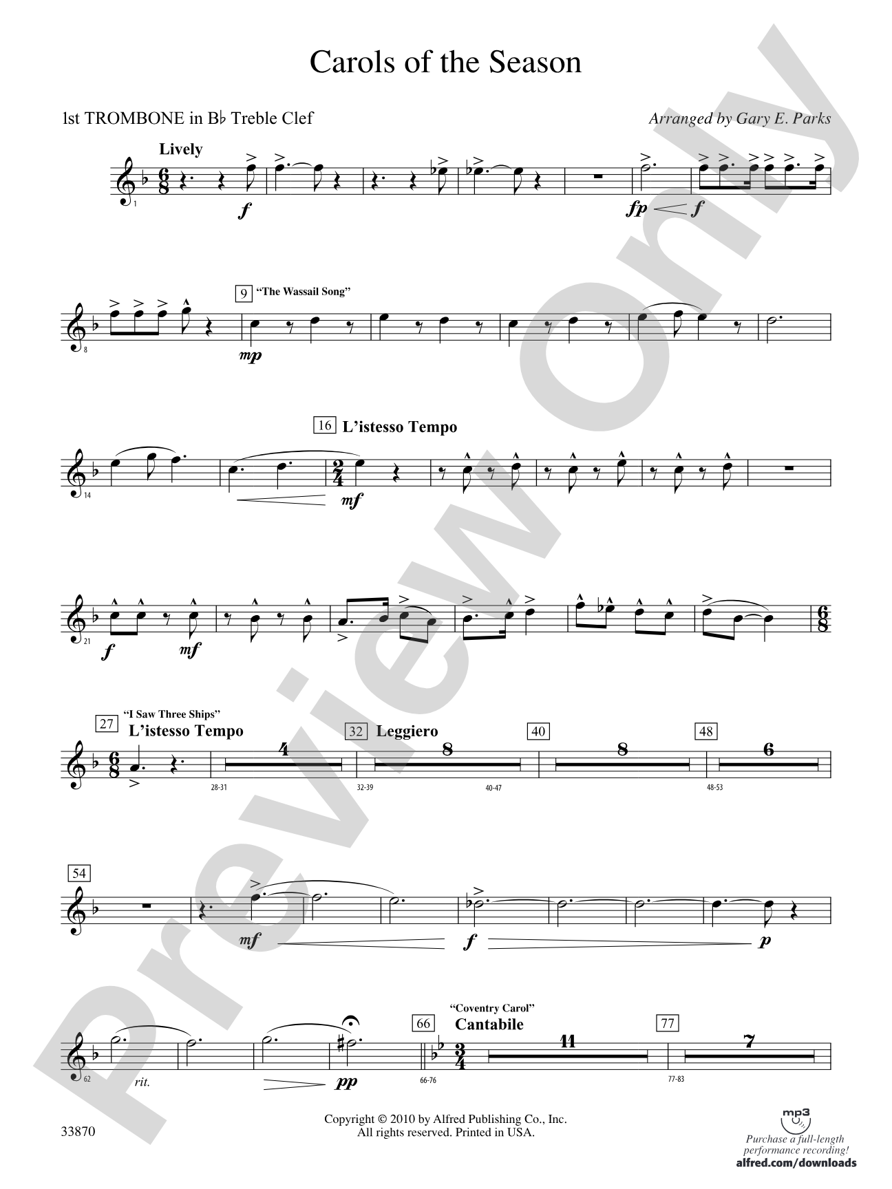 Carols of the Season: (wp) 1st B-flat Trombone T.C.
