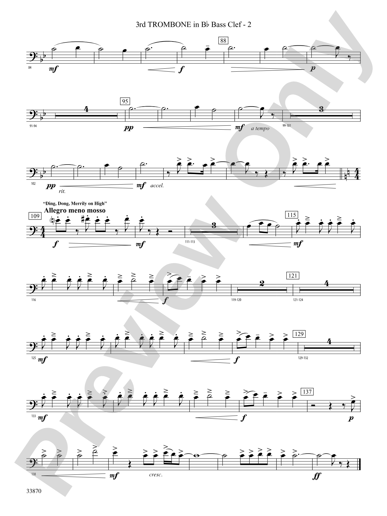 Carols of the Season: (wp) 3rd B-flat Trombone B.C.