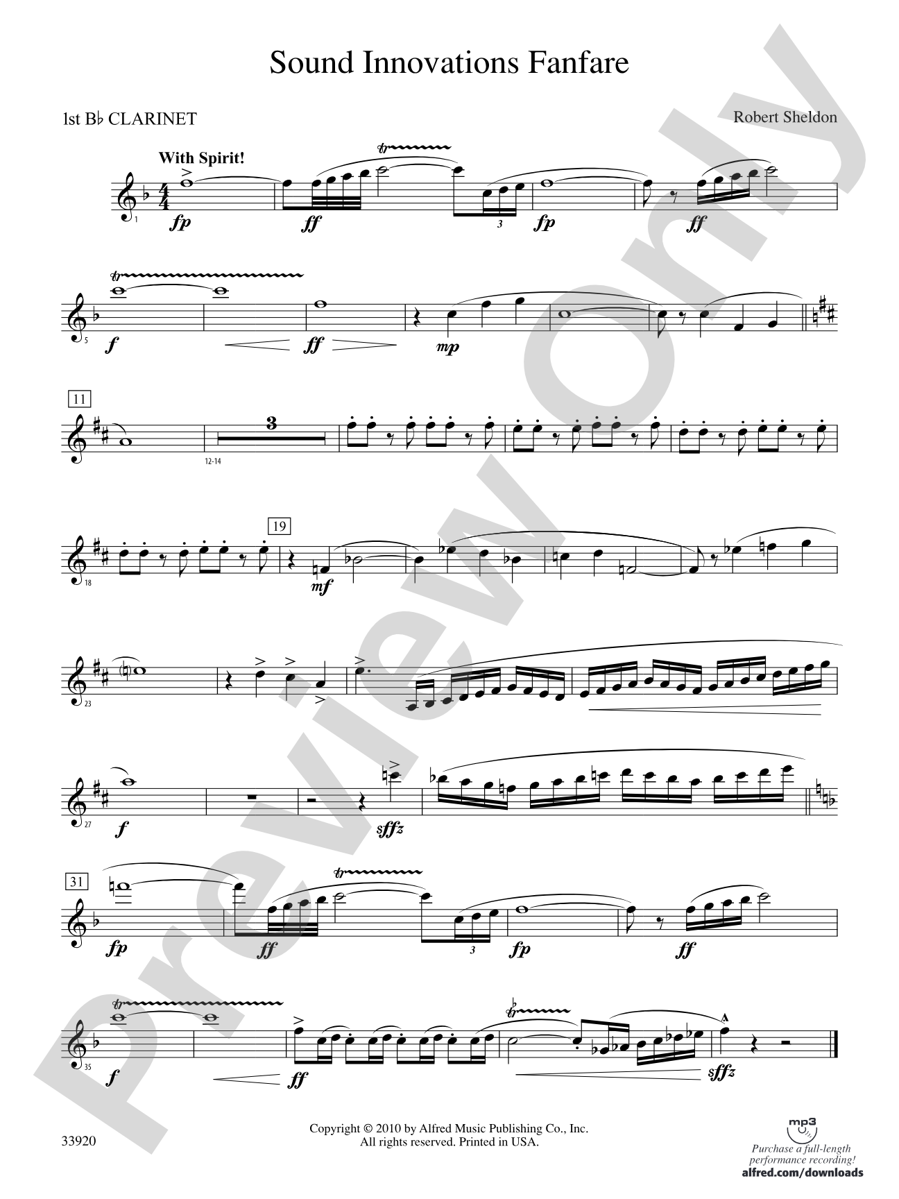Sound Innovations Fanfare: 1st B-flat Clarinet