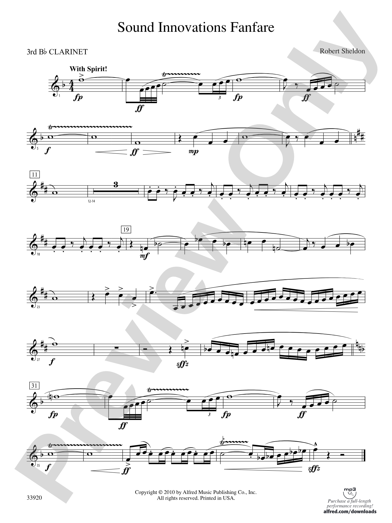Sound Innovations Fanfare: 3rd B-flat Clarinet