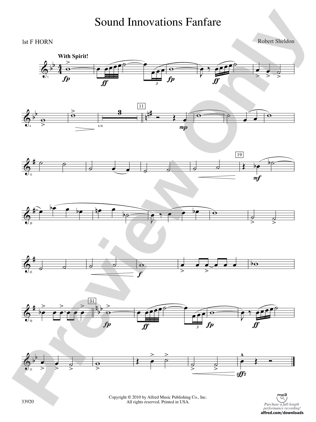 Sound Innovations Fanfare: 1st F Horn