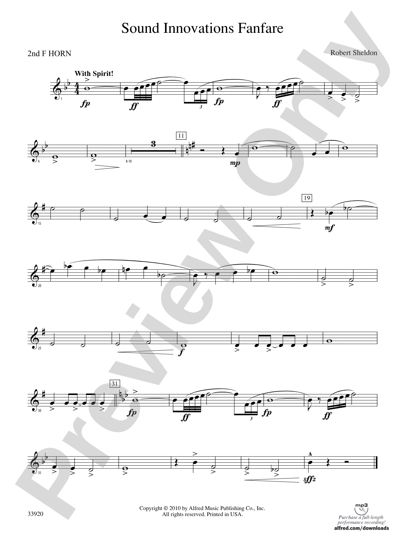 Sound Innovations Fanfare: 2nd F Horn