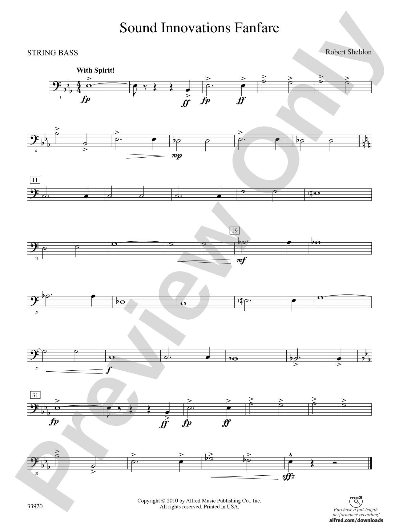 Sound Innovations Fanfare: (wp) String Bass