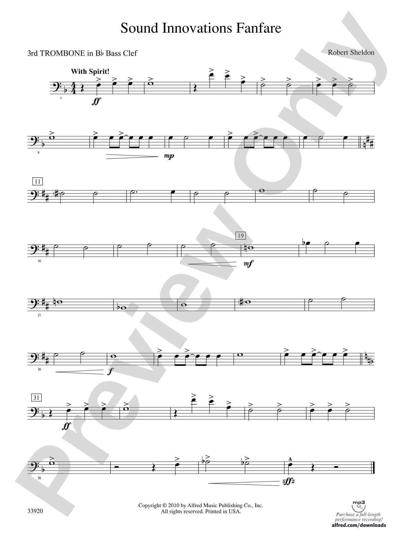 Sound Innovations Fanfare: (wp) 3rd B-flat Trombone B.C.