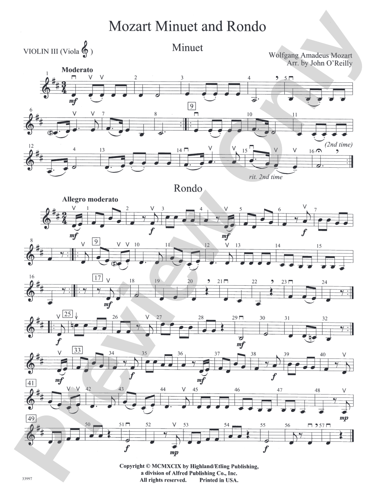 Mozart Classics: 3rd Violin (Viola [TC])