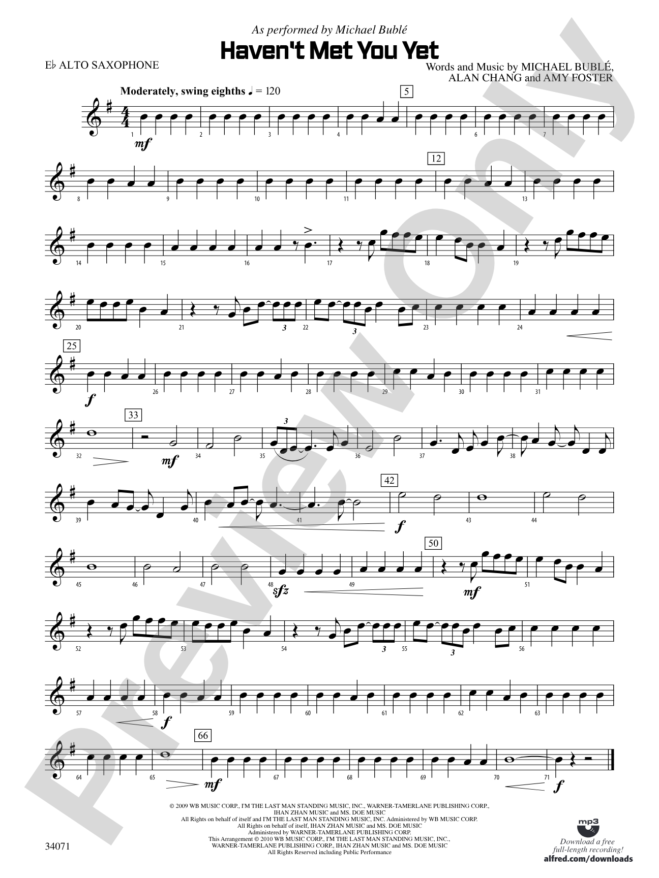 Haven't Met You Yet: E-flat Alto Saxophone