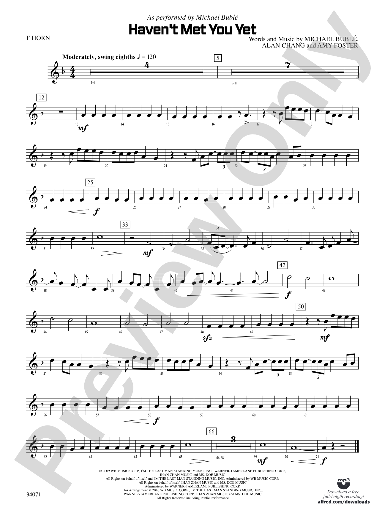 Haven't Met You Yet: 1st F Horn