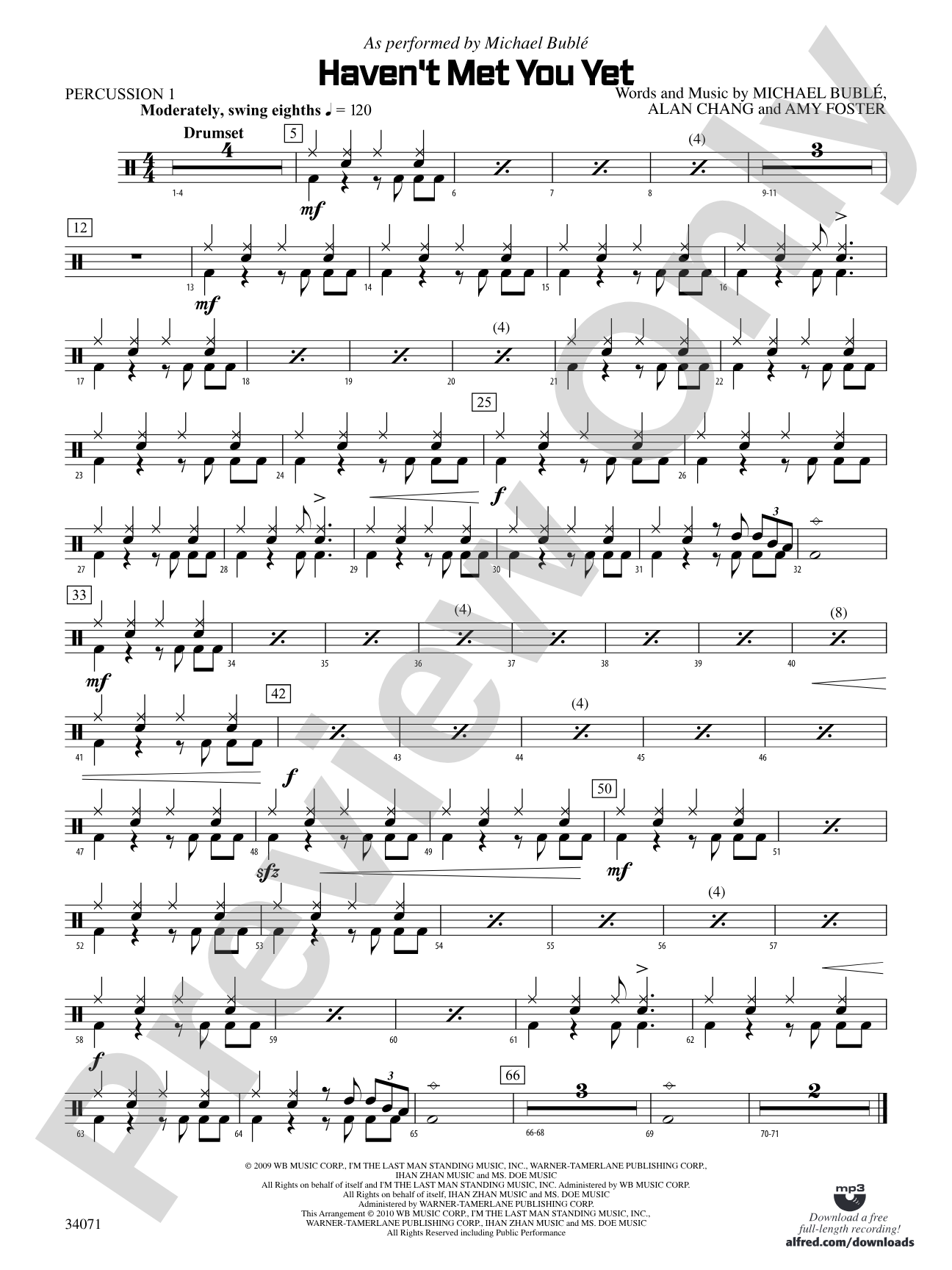 Haven't Met You Yet: 1st Percussion