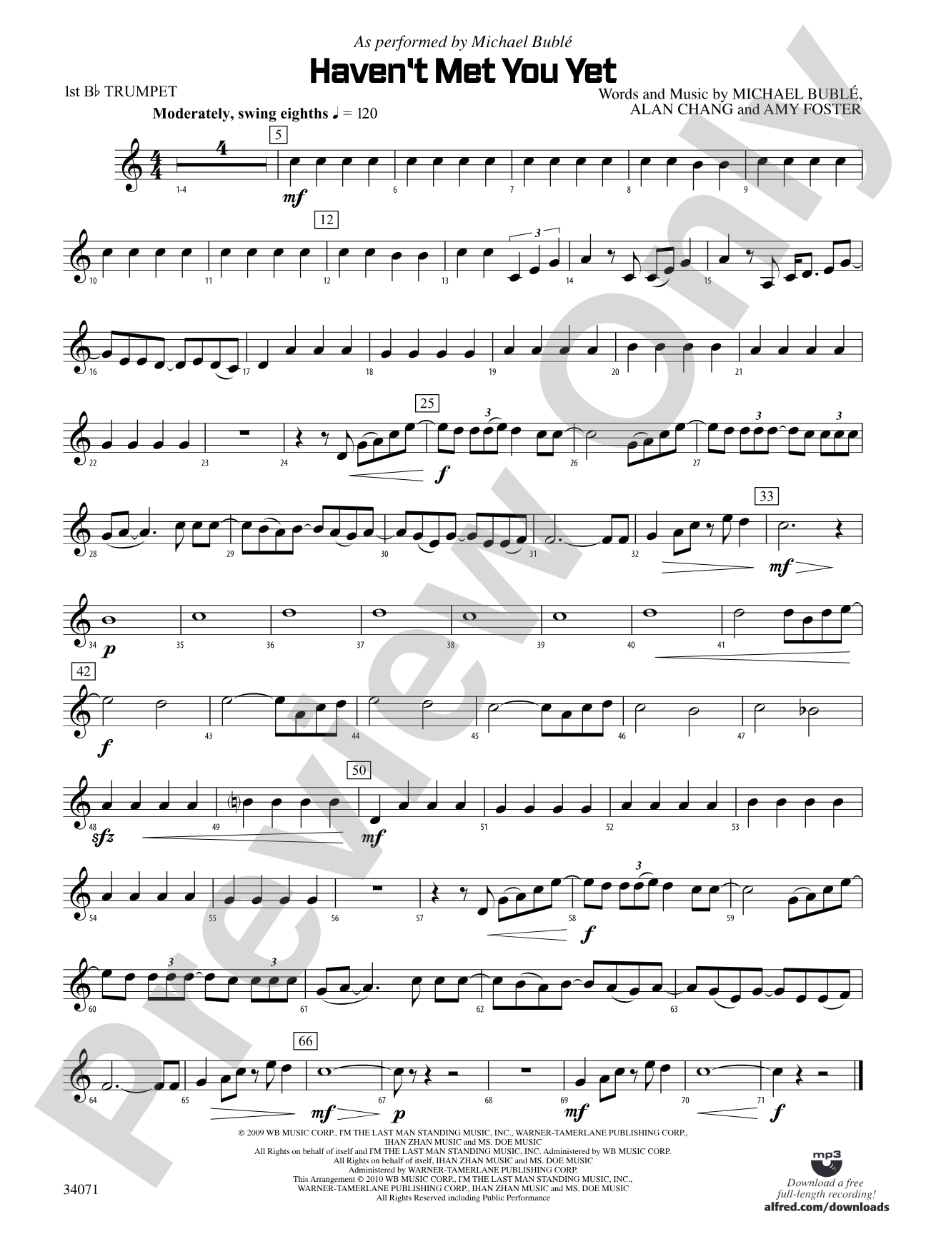 Haven't Met You Yet: 1st B-flat Trumpet