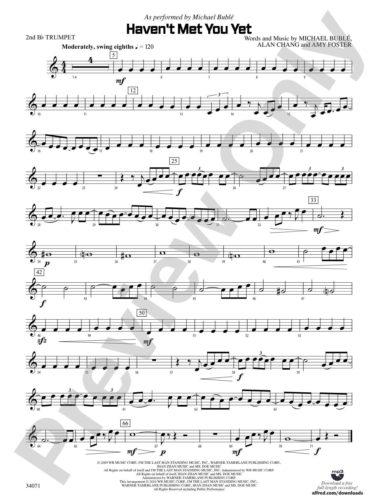 Haven't Met You Yet: 2nd B-flat Trumpet