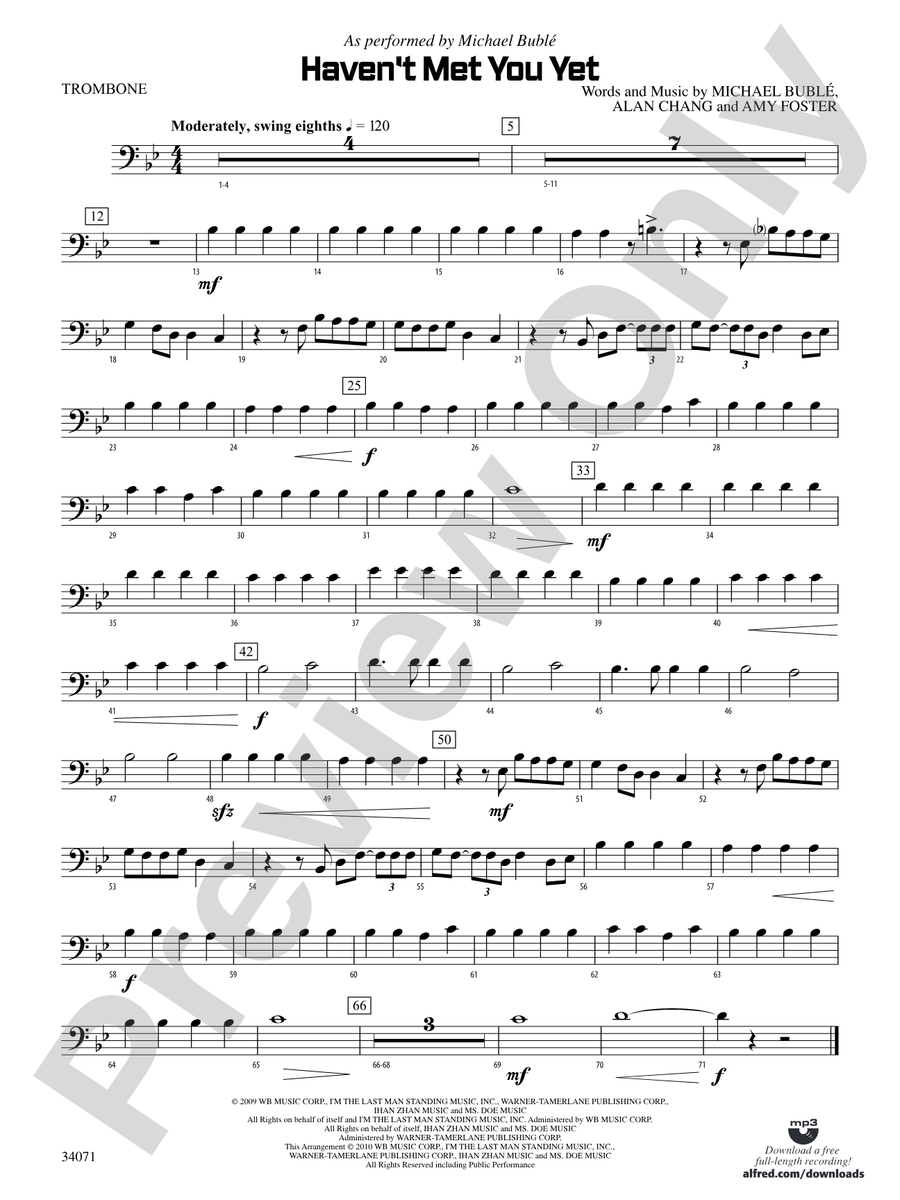Haven't Met You Yet: 1st Trombone