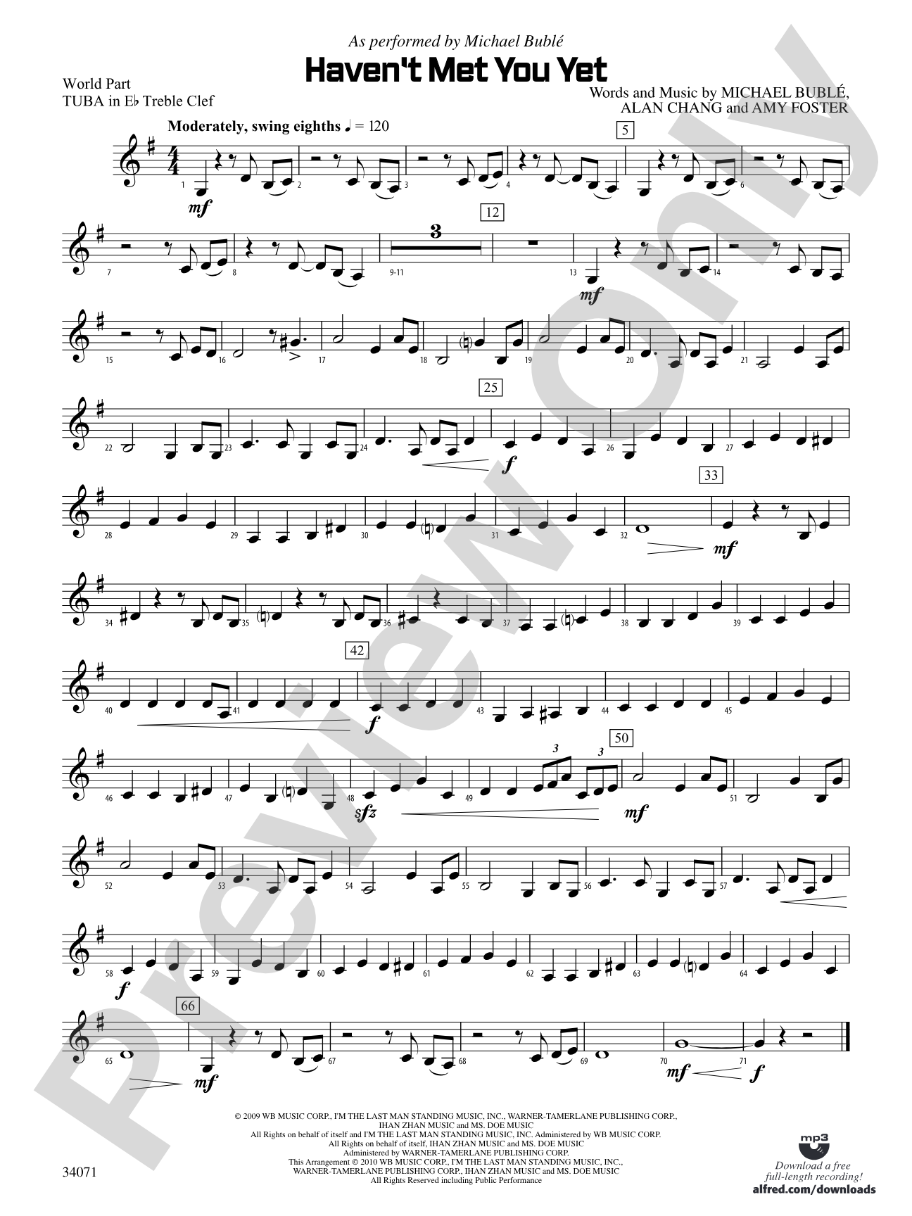 Haven't Met You Yet: (wp) E-flat Tuba T.C.