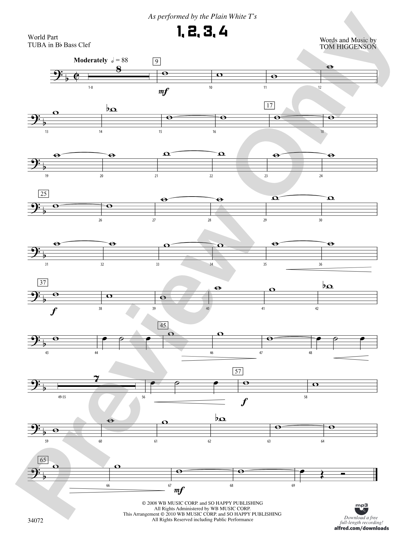 1, 2, 3, 4: (wp) B-flat Tuba B.C.