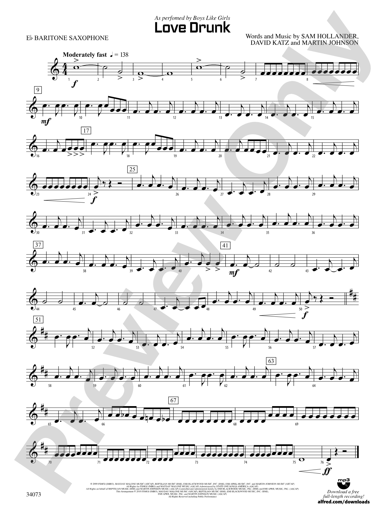 Love Drunk: E-flat Baritone Saxophone